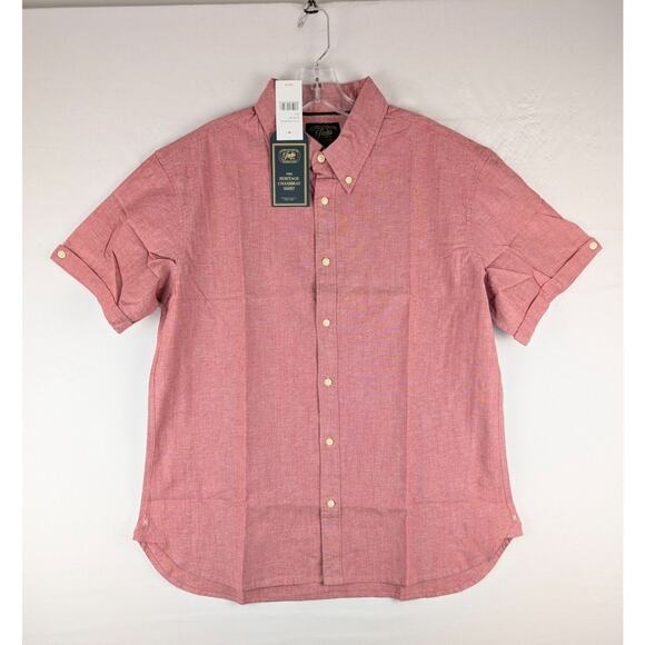 Jachs Shirt Mens Large Red Heritage Chambray Noho Short Sleeve Button-Down NWT - Picture 1 of 10
